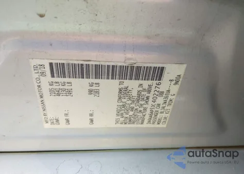 2018 Nissan Maxima 3.5 Sv z USA, uszkodzony, nr VIN 1N4AA6AP3JC402276